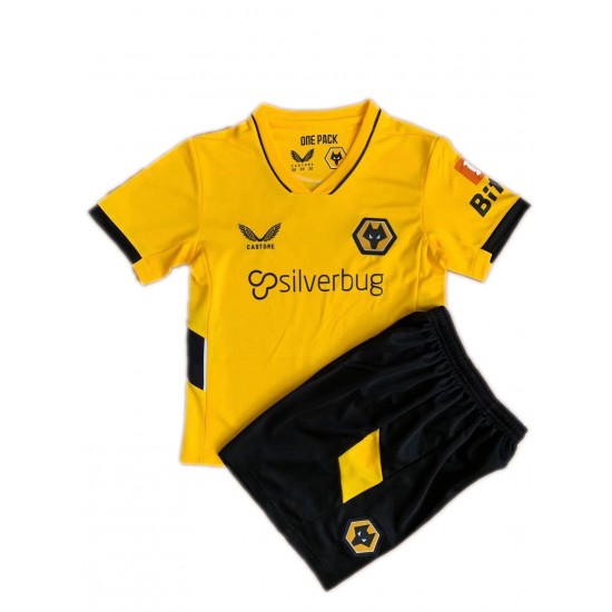 Camisola Wolverhampton Wanderers Criança Equipamento Primeiro 2021-2022 Manga Curta